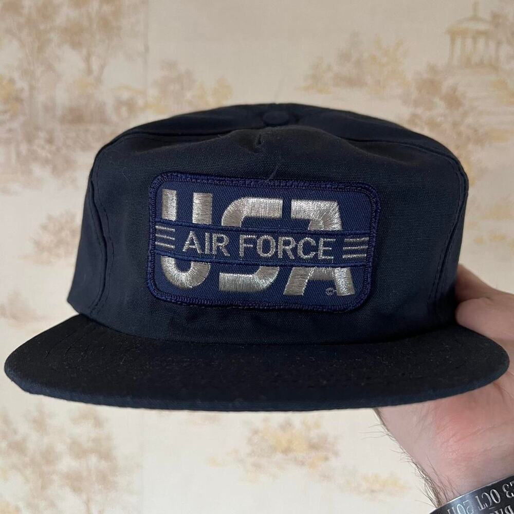 Vintage 80s Air Force Hat | USA Patch Low Crown Snapback | OSFA